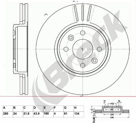 Breck BR 308 VA100 - Тормозной диск autosila-amz.com