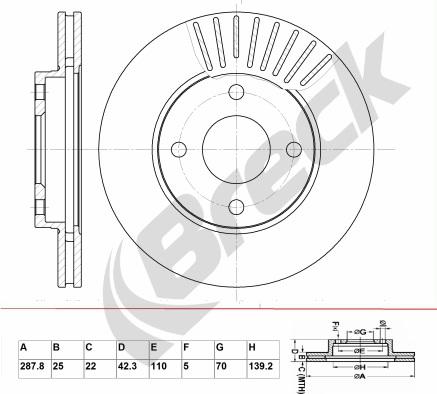 Breck BR 338 VA100 - Тормозной диск autosila-amz.com