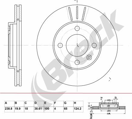 Breck BR 321 VA100 - Тормозной диск autosila-amz.com