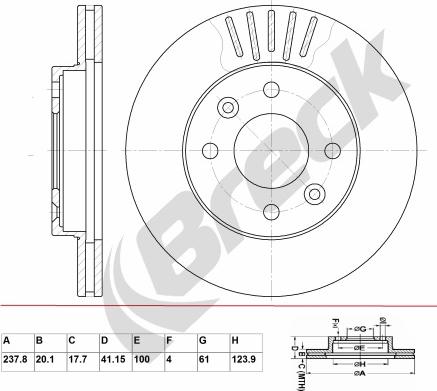 Breck BR 327 VA100 - Тормозной диск autosila-amz.com