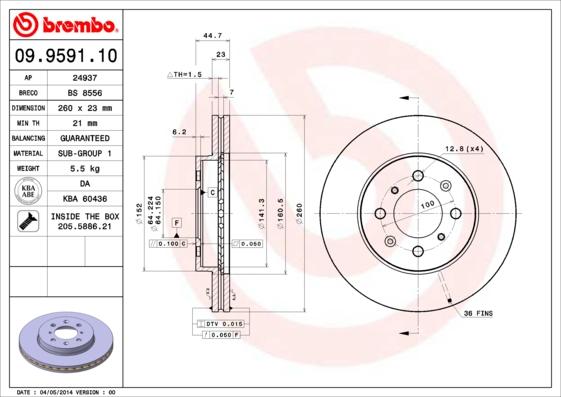 Breco BS 8556 - Тормозной диск autosila-amz.com
