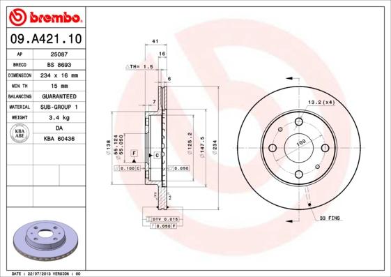 Breco BS 8693 - Тормозной диск autosila-amz.com
