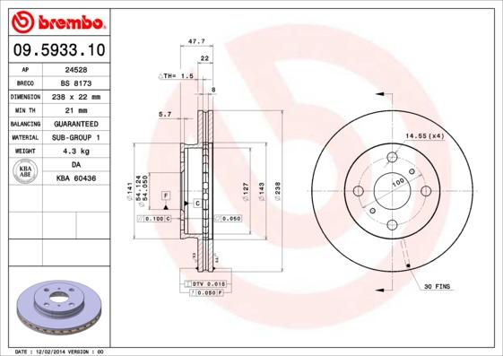Breco BS 8173 - Тормозной диск autosila-amz.com