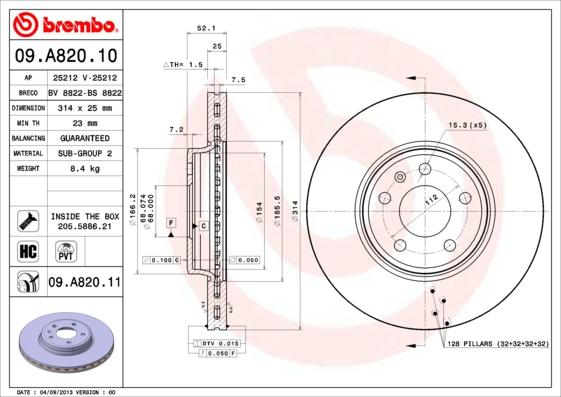 Breco BV 8822 - Тормозной диск autosila-amz.com