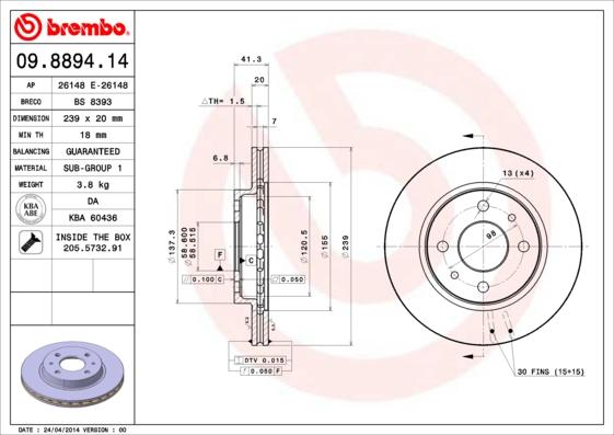 Breco BS 8393 - Тормозной диск autosila-amz.com