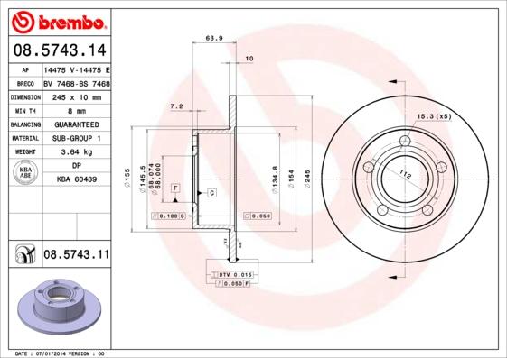 Breco BS 7468 - Тормозной диск autosila-amz.com