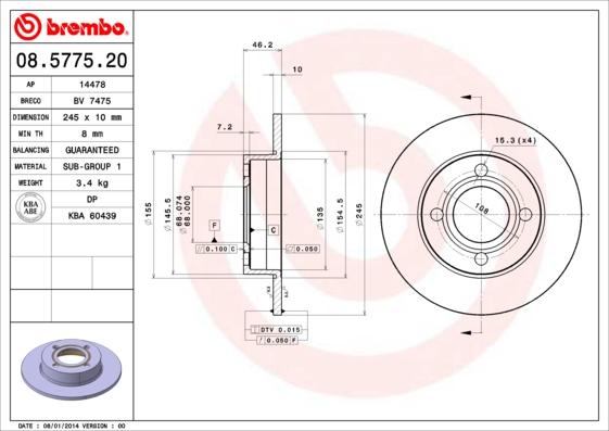 Breco BS 7475 - Тормозной диск autosila-amz.com