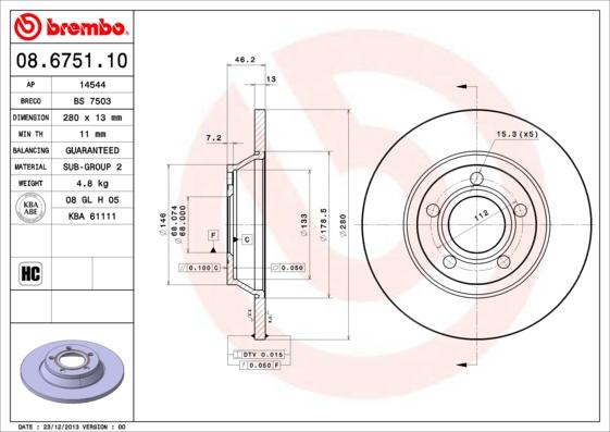 Breco BS 7503 - Тормозной диск autosila-amz.com
