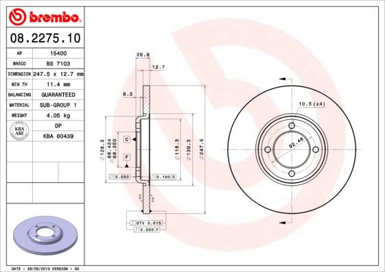 Breco BS 7103 - Тормозной диск autosila-amz.com