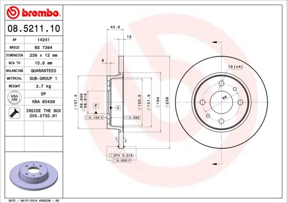Breco BS 7394 - Тормозной диск autosila-amz.com