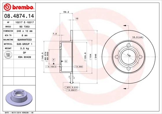 Breco BS 7353 - Тормозной диск autosila-amz.com
