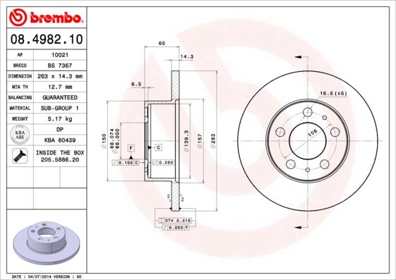 Breco BS 7367 - Тормозной диск autosila-amz.com