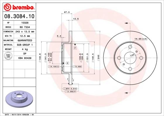 Breco BS 7334 - Тормозной диск autosila-amz.com