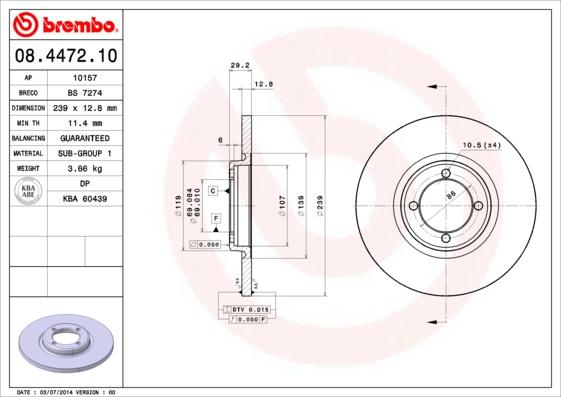 Breco BS 7274 - Тормозной диск autosila-amz.com