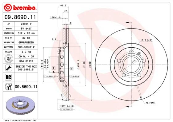 Breco BV 8427 - Тормозной диск autosila-amz.com