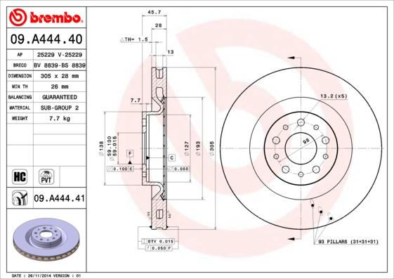 Breco BV 8839 - Тормозной диск autosila-amz.com