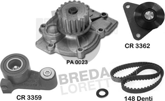 Breda Lorett KPA0401A - Водяной насос + комплект зубчатого ремня ГРМ autosila-amz.com