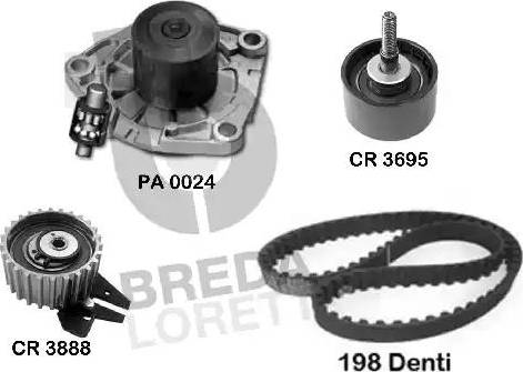 Breda Lorett KPA0009A - Водяной насос + комплект зубчатого ремня ГРМ autosila-amz.com