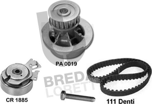 Breda Lorett KPA0019A - Водяной насос + комплект зубчатого ремня ГРМ autosila-amz.com