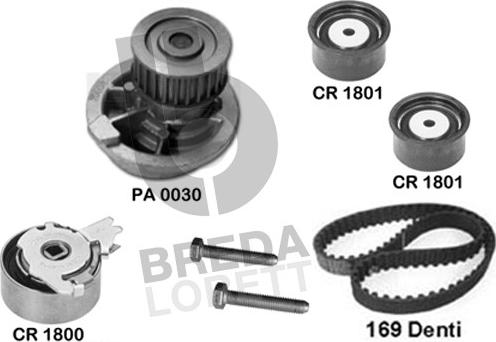 Breda Lorett KPA0022A - Водяной насос + комплект зубчатого ремня ГРМ autosila-amz.com