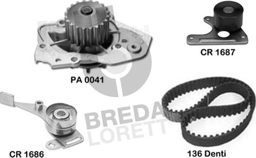 Breda Lorett KPA0116A - Водяной насос + комплект зубчатого ремня ГРМ autosila-amz.com