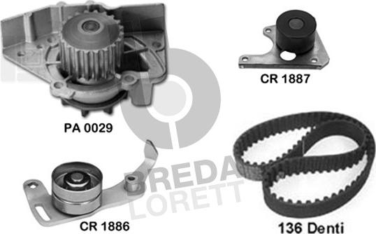 Breda Lorett KPA0123A - Водяной насос + комплект зубчатого ремня ГРМ autosila-amz.com