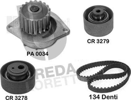 Breda Lorett KPA0348A - Водяной насос + комплект зубчатого ремня ГРМ autosila-amz.com