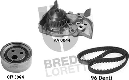 Breda Lorett KPA0371A - Водяной насос + комплект зубчатого ремня ГРМ autosila-amz.com