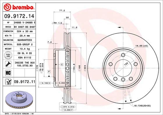Brembo 09.9172.14 - Тормозной диск autosila-amz.com