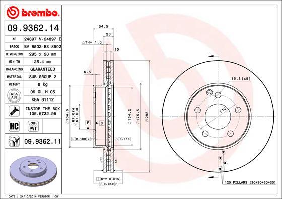 Brembo 09.9362.14 - Тормозной диск autosila-amz.com