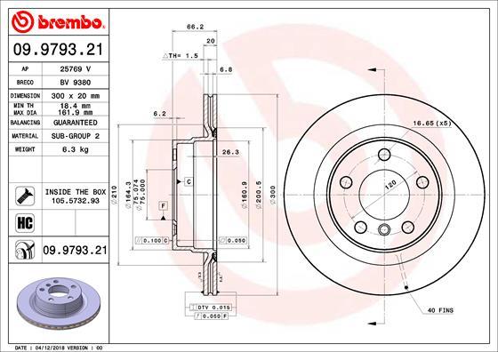Brembo 09.9793.21 - Тормозной диск autosila-amz.com