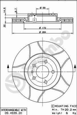 Brembo 09.4939.76 - Тормозной диск autosila-amz.com