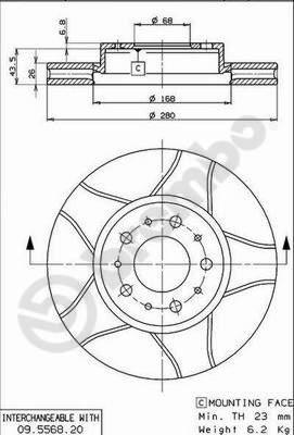 Brembo 09.5568.76 - Тормозной диск autosila-amz.com