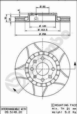 Brembo 09.5148.76 - Тормозной диск autosila-amz.com