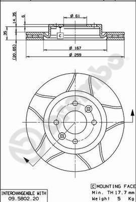 Brembo 09.5802.76 - Тормозной диск autosila-amz.com