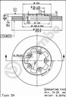 Brembo 09.5271.10 - Тормозной диск autosila-amz.com