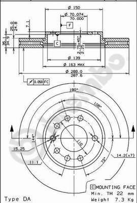 Brembo 09.6997.24 - Тормозной диск autosila-amz.com