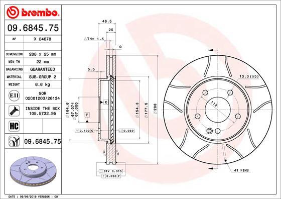 Brembo 09.6845.75 - Тормозной диск autosila-amz.com