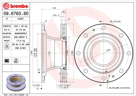 Brembo 09.6763.60 - Тормозной диск autosila-amz.com
