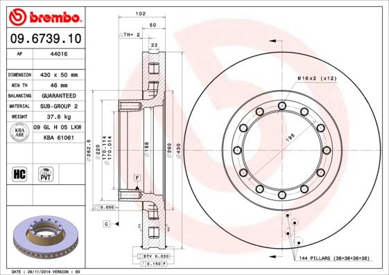 Brembo 09.6739.10 - Тормозной диск autosila-amz.com