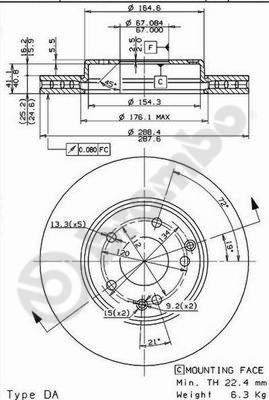 Brembo 09.8411.11 - Тормозной диск autosila-amz.com