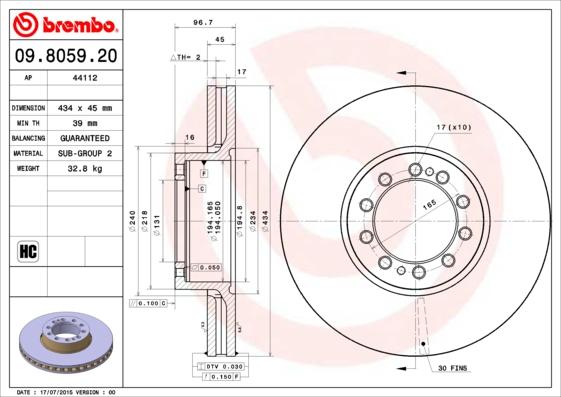 Brembo 09.8059.20 - Тормозной диск autosila-amz.com