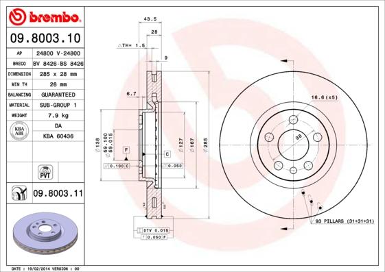 Brembo 09.8003.10 - Тормозной диск autosila-amz.com