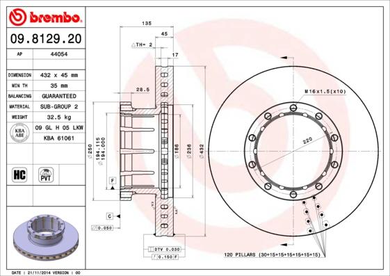 Brembo 09.8129.20 - Тормозной диск autosila-amz.com
