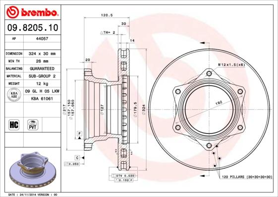 Brembo 09.8205.10 - Тормозной диск autosila-amz.com