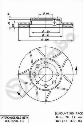 Brembo 09.3090.75 - Тормозной диск autosila-amz.com