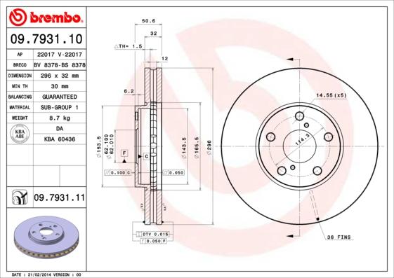 Brembo 09.7931.10 - Тормозной диск autosila-amz.com
