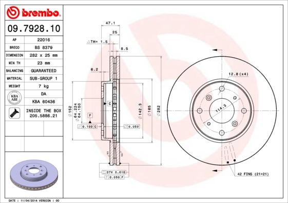 Brembo 09.7928.10 - Тормозной диск autosila-amz.com