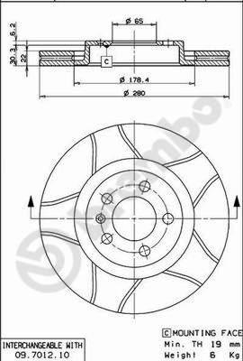 Brembo 09.7012.75 - Тормозной диск autosila-amz.com