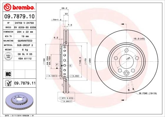 Brembo 09.7879.11 - Тормозной диск autosila-amz.com